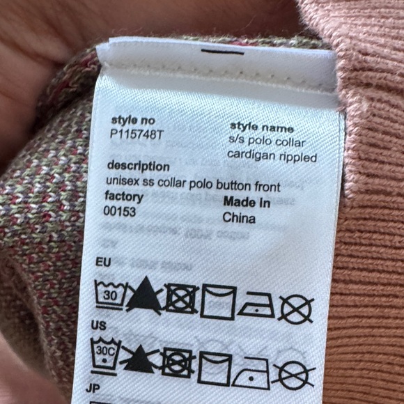 WESC unisex short sleeve collar polo Button-Up knit Shirt top dusty rose pink - Picture 5 of 7